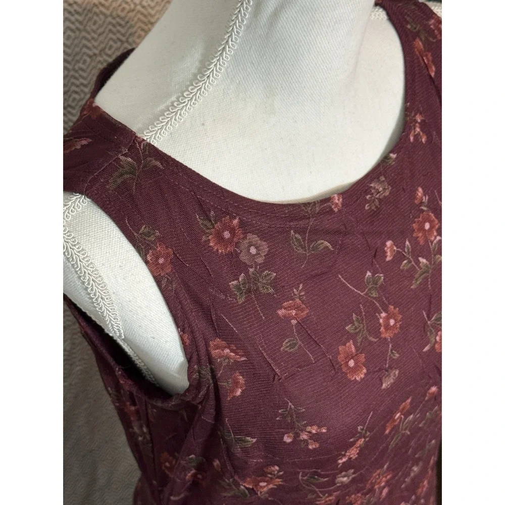 Sophisticates By Jonathan Martin vintage Maroon Sleevless Floral Print Maxi M - Picture 3 of 6